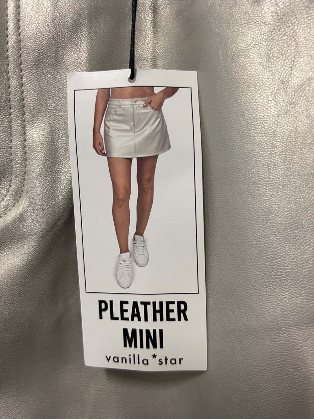 New Vanilla Star Silver Pleather Mini Skirt 16